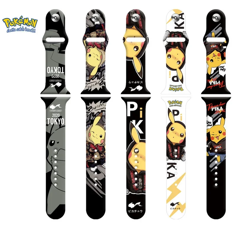 Pokemon Pikachu Anime New Strap for Apple Watch Band 45mm 44mm 41mm 38mm 42mm 40mm Bracelet for IWatch 7 6 5 4 Cartoon Watchband