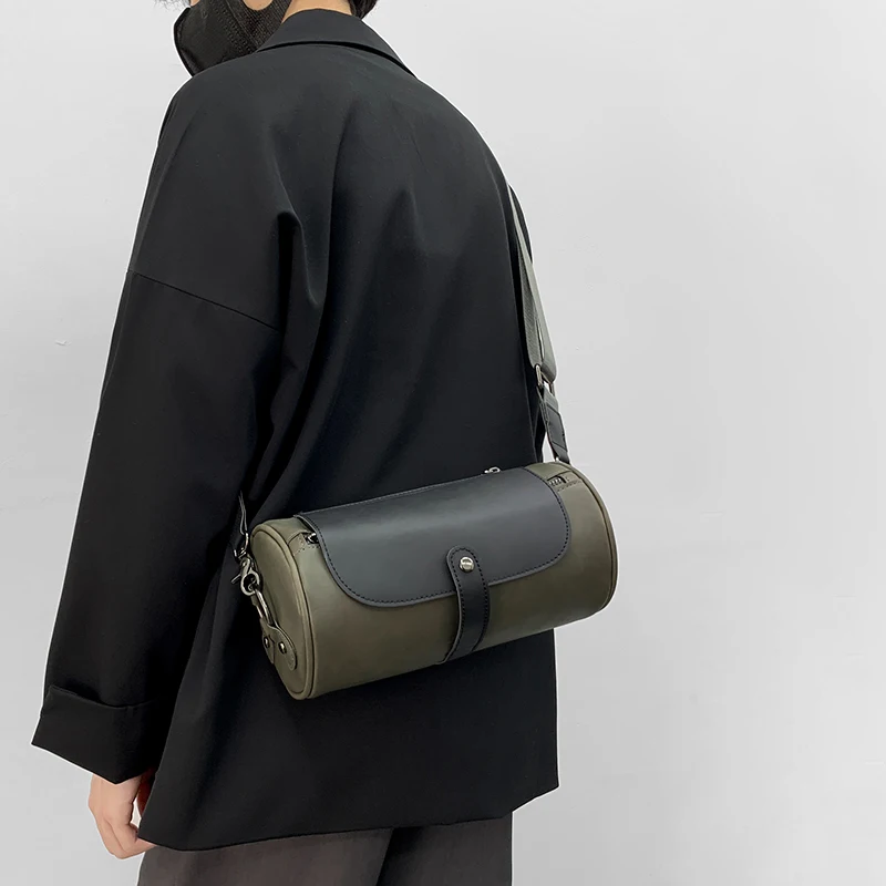 LEBSGE Fashion High Quality Pu Leather Retro Bag Men\'s Single Shoulder Bag Leather CrossBody Bag Leisure Bag Round Body Bag