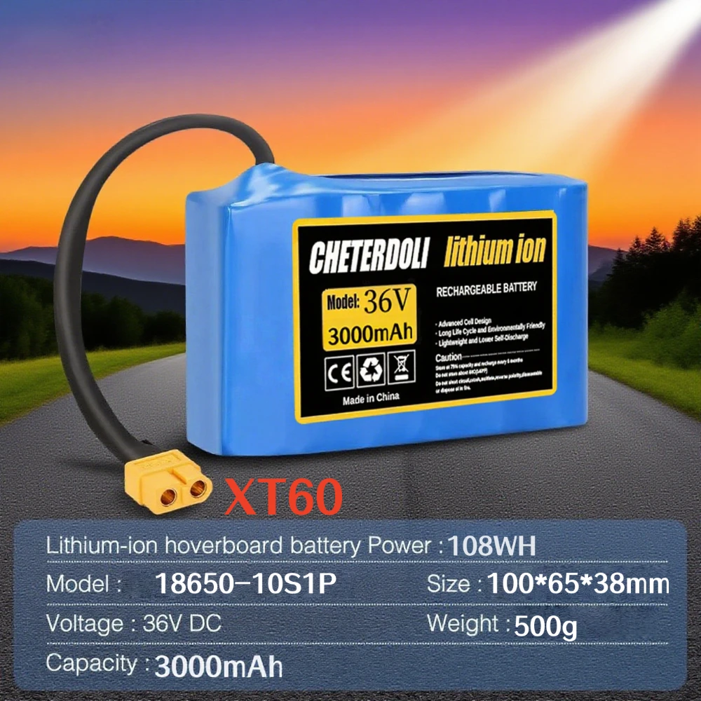 

10S1P 36V Rechargeable Lithium ion Battery Pack 3000mAh for Electric Unicycle Self Balancing Scooter Hover Board.
