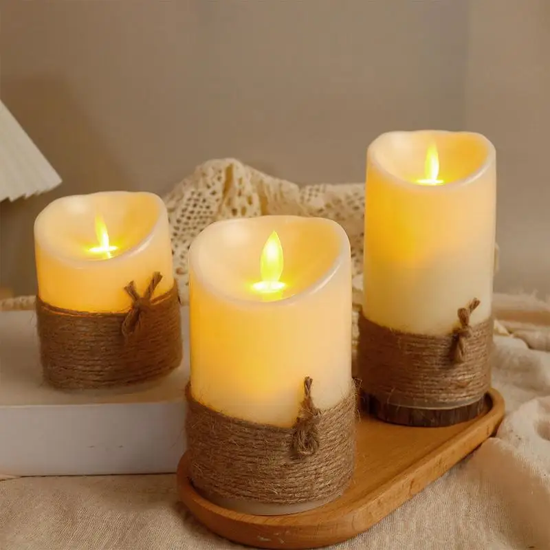 Remote Candles 3X Remote Candles With Timer Candles Flickering Realistic Holiday Favor For Room Farmhouse Decor Home Table Fall