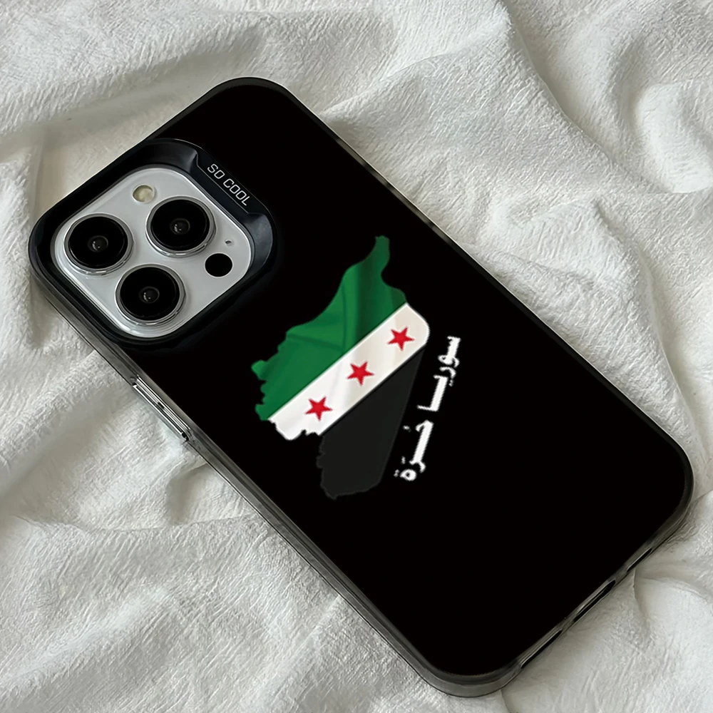 Y2K Flags S-Syrians Phone Case for iPhone 12 11 13 14 15 16 Max Pro Plus Laser Cover