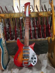 Rickenbacker  electric guitar, 6string guitar, 5 splice neck，Red and yellow electric guitar，vibrato system bridge, three-piece