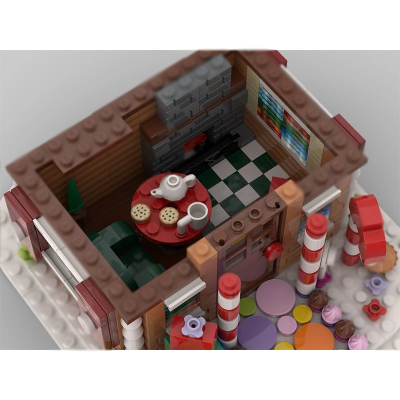 Cidade rua vista modelo moc tijolos de construção inverno casa pão gengibre tecnologia modular presentes feriado montar crianças brinquedos terno