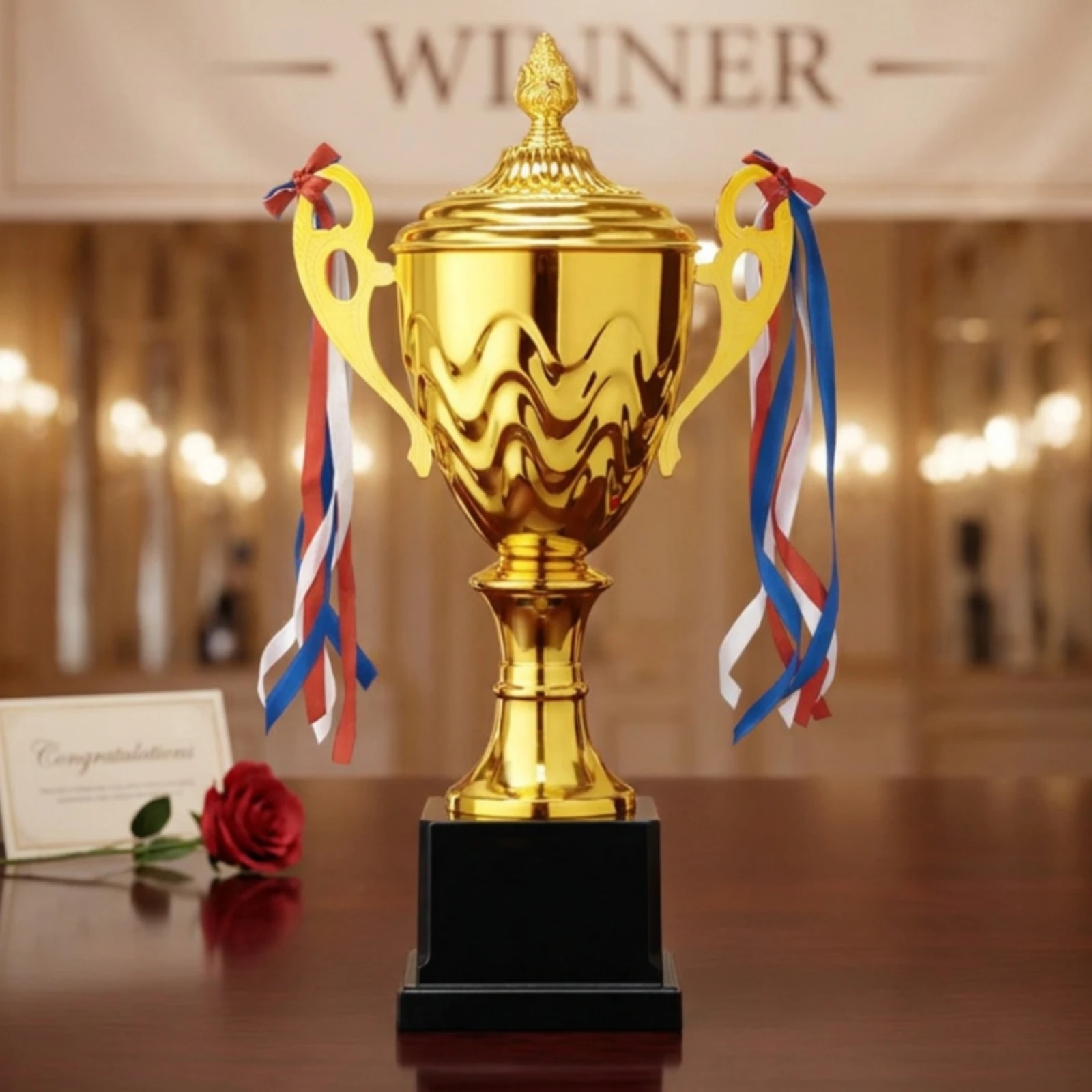 Metal Award Trophy Sophisticated Trophy with Lid Customizable Personalized for Sports Teams, School Events