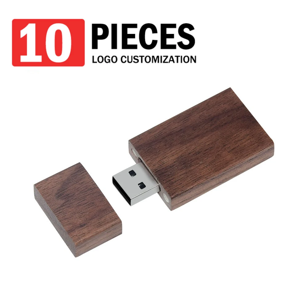 10PCS/LOT USB wooden usb flash drive Photography Wedding Gifts Free Custom Logo Memory Stick Walnut Wooden Pen Drives 16GB 8GB