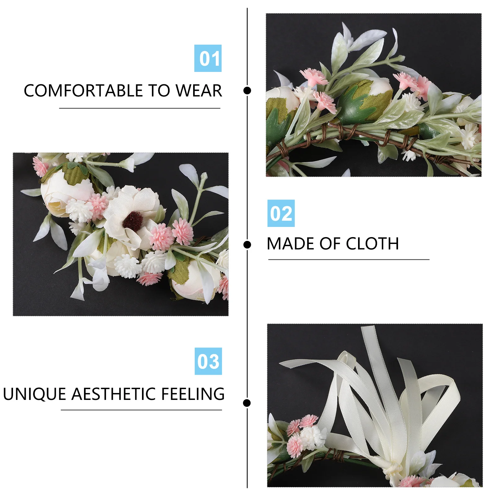 

Fashion Bride Floral Garland Headband Soft Cloth Material Comfortable Fit Charming Wedding Headdress for Women Perfect Party