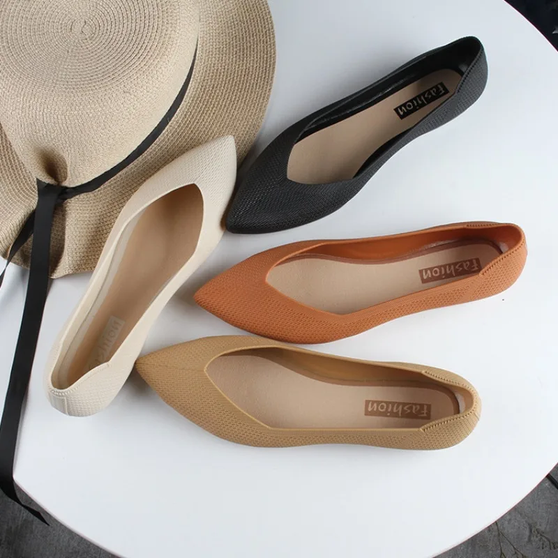 Summer Pointed Shallow Mouth Single Shoe New Fashion Flat Bottomed Solid Color Casual Women's Shoes Woman Party Designer Shoes