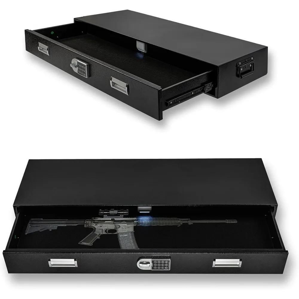 

Under Bed Gun Safe Drawer for AR Rifle - Long Storage Case for Car Trunk Gun Storage - Rifle Safes for Home Rifle and Pistols, H