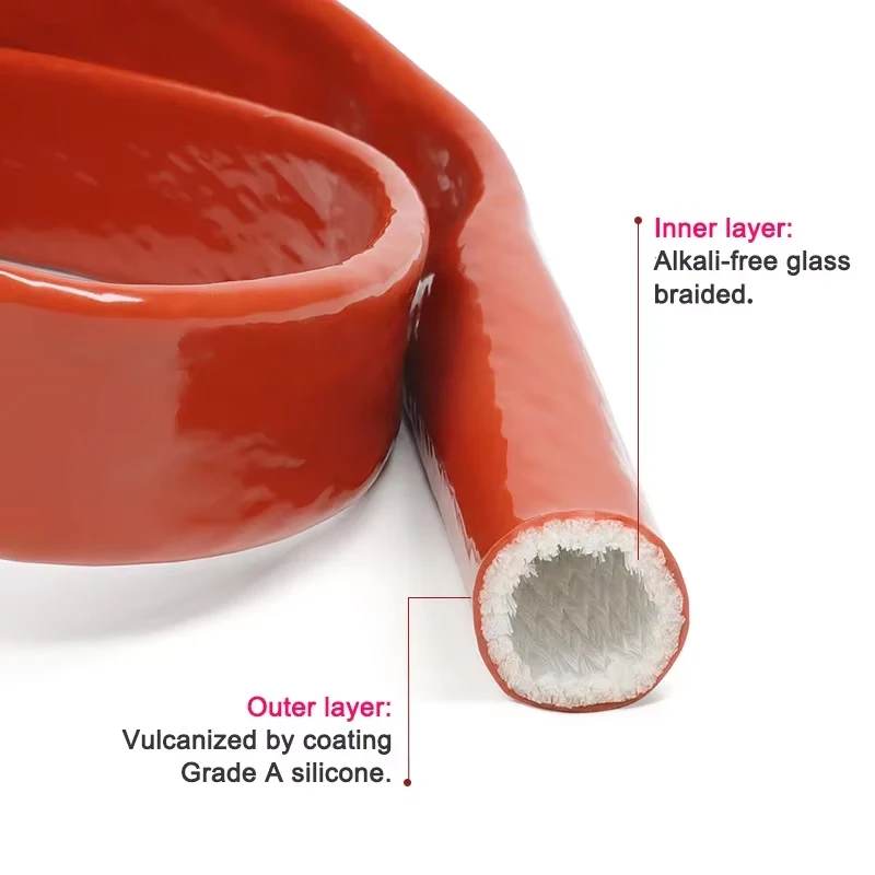 High Temperature Resistant Tube Glass Fiber Fire Retardant Casing Pipe Silicone Resin Coated Fiberglass Braided Fireproof Sleeve