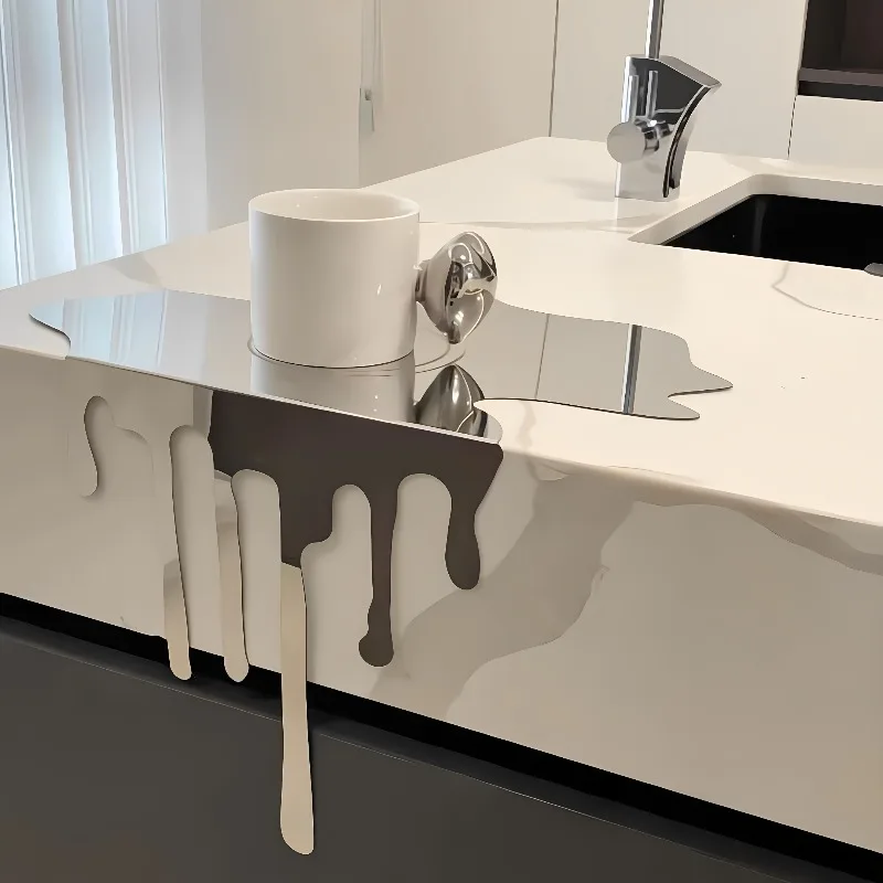 Stainless Steel Fluid Droplet Coaster 3D Abstract Bar Table Mat Creative Heat Resistant Cup Pad Unique Home Decor Accessory