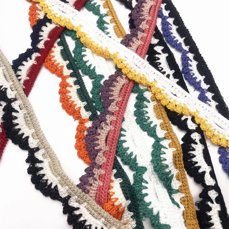 Hand-Look Crochet Barcode Lace Trim, Embroidered Ribbon for Girls Dress Clothing Decor,Jacquard Webbing Sewing Supplies