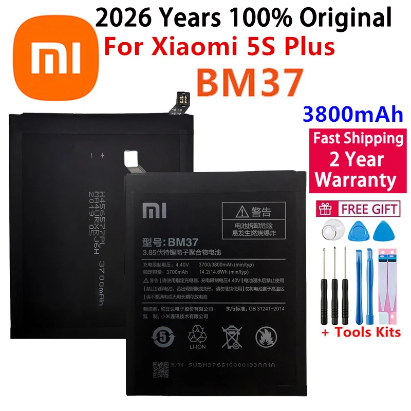 

2026 лет 100% оригинальный высококачественный сменный аккумулятор для телефона для Xiaomi Mi 5S Plus MI5S Plus BM37 + быстрая доставка