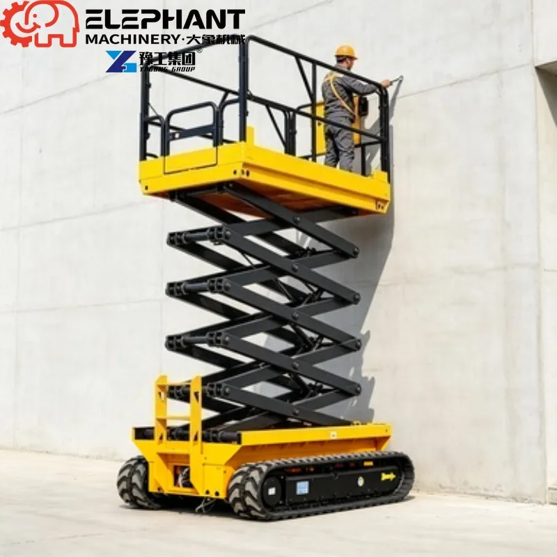 Electric Hydraulic Tracked Scissor Lift, Crawler Aerial Work Platform, Self-Propelled Lifting Platform