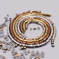 4/5/6/8mm Natural Hematite Beads Loose Spacer Beads Gold Color Disc Hexagon Beads for Jewelry Making Findings Fit Diy Necklace