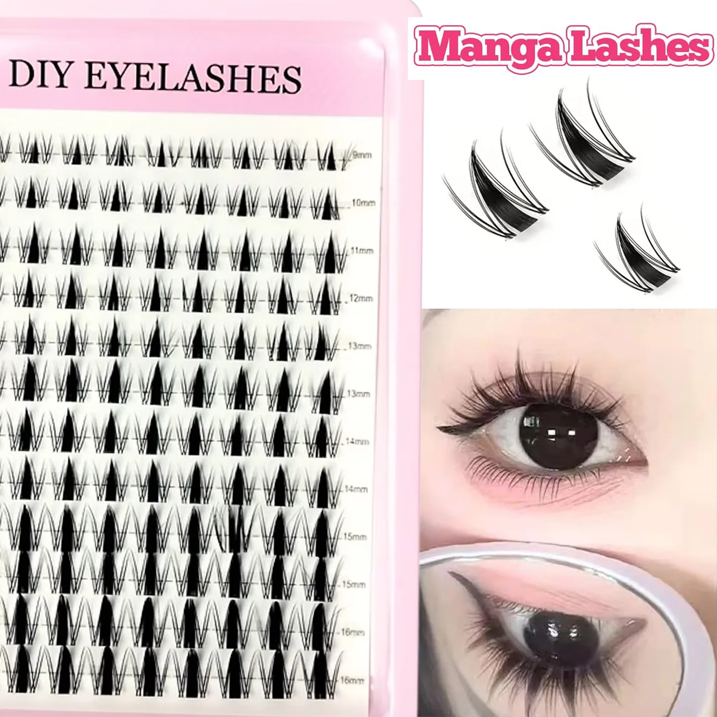 140/120 Stück Wimpernbüschel Manga-Wimpernbüschel-Set Transparente Feenwimpernbüschel Wet-Look Spiky Anime-Wimpern Einzelwimpern – Detail 4