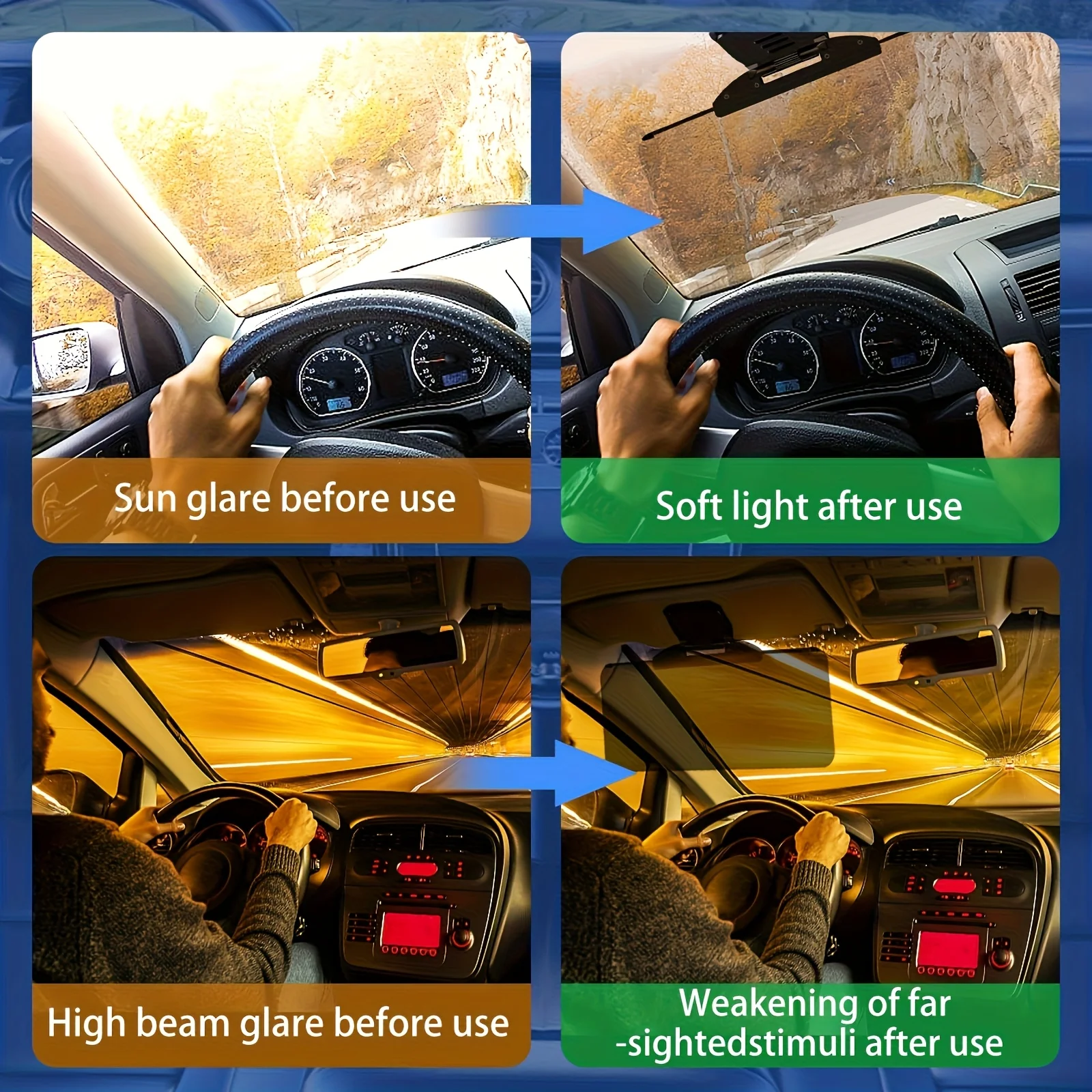 1 Stück große polarisierte Auto-Sonnenblende-Verlängerung mit UV400-Schutz und sicherer Schnallenbefestigung – Anti-Schnee-Blind-Auto-Visier – Detail 7