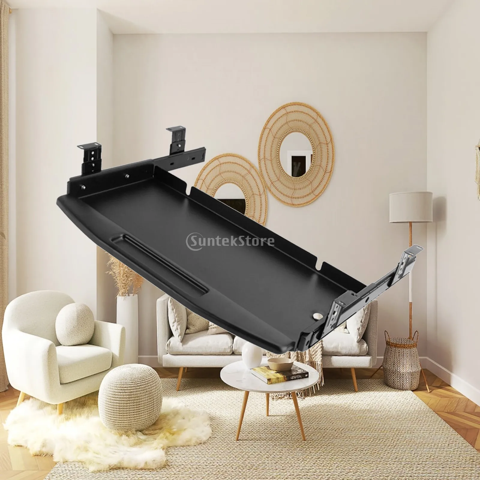 Under Counter Computer Keyboard Tray Metal Mount Sliding Drawer Ergonomic Workstation Upgrade for L Shaped Desk