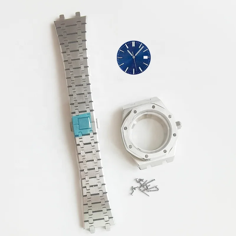 Caja de reloj de 41mm para movimiento NH35/NH36/4R36, cubierta de reloj de acero inoxidable, correa de repuesto para reloj de pulsera