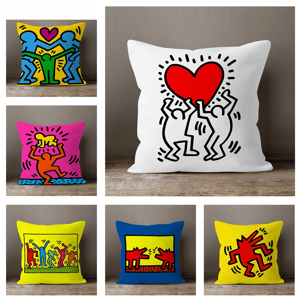 현대 팝 아트 거리 낙서 추상화 미술 유화 컬러 비전 코튼 린넨 소파 던지기 베개 커버 쿠션 커버 케이스