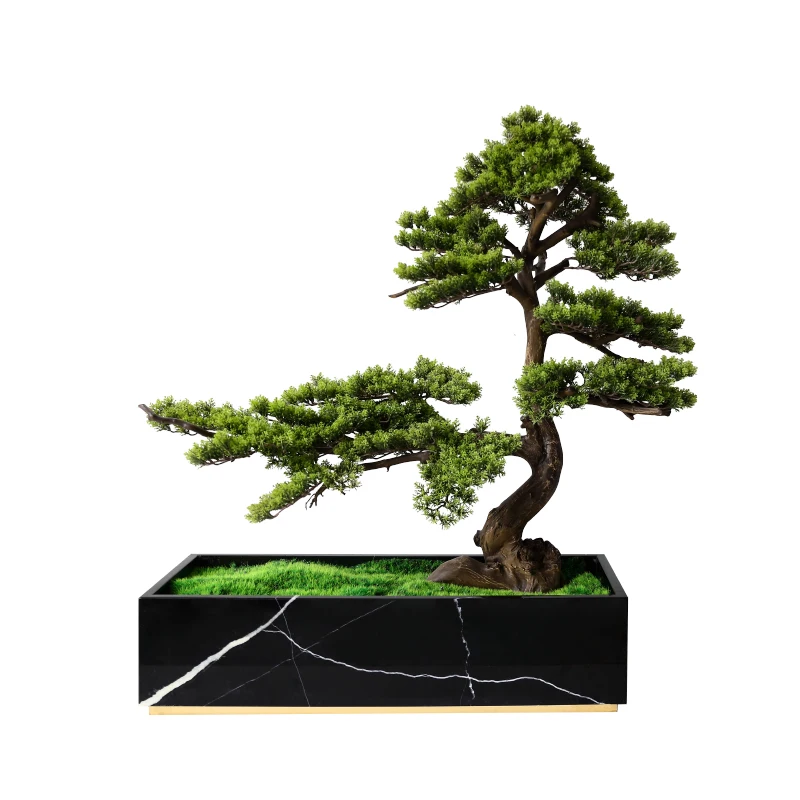 

XK Chinese Zen Artificial Plant Bonsai Welcome Pine Decoration Office Living Room