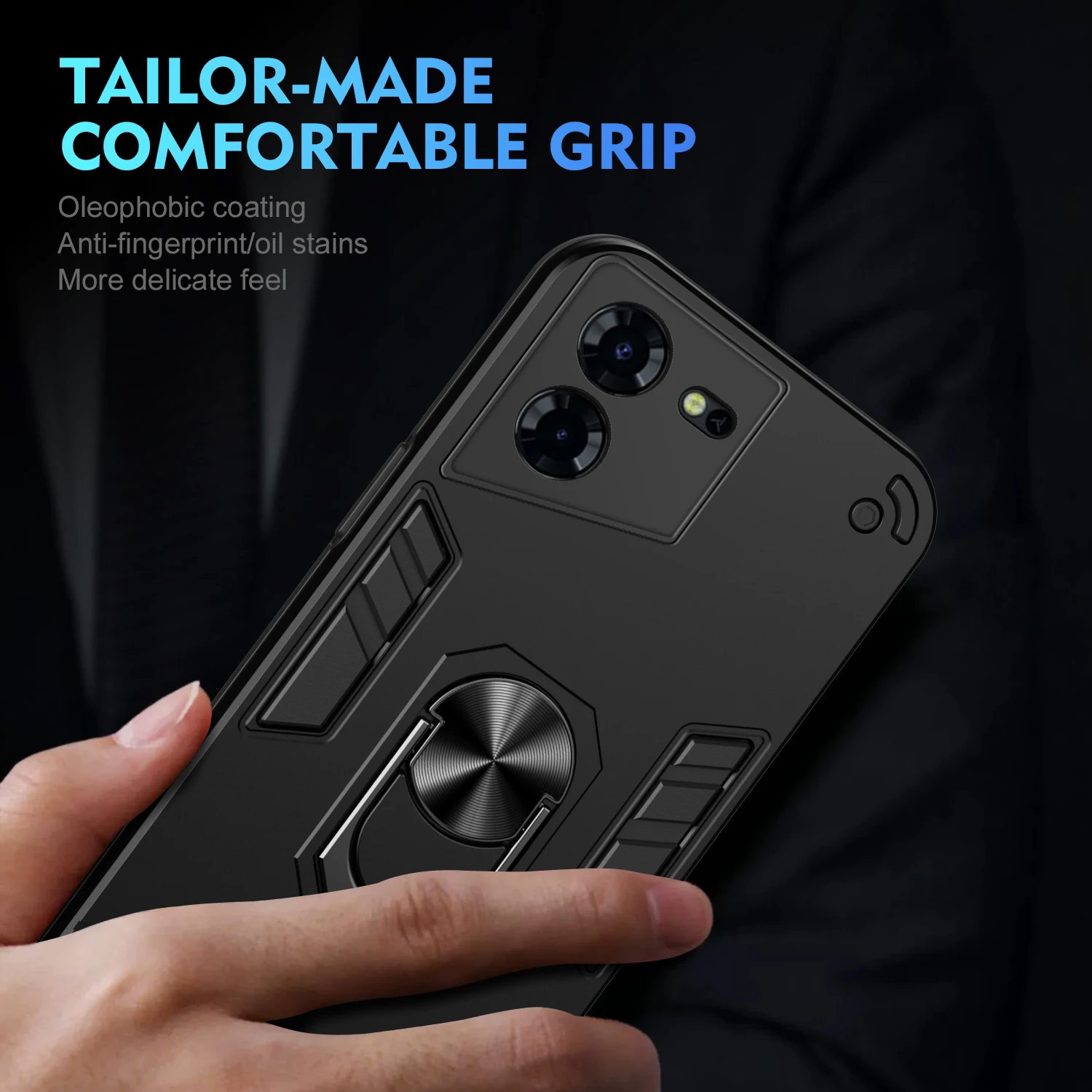 Rugged Armor Shockproof Phone Case For Tecno Pova 5 Pro Neo 3 Magnetic Metal Ring Holder Soft TPU Frame Hard Plastic Back Cover