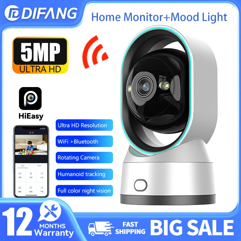 5mp-hd-wifi-bluetooth対応-セキュリティベビーipカメラ-ai人感追跡-ワンタッチ通話-ホームカメラ-ナイトビジョン-環境光対応