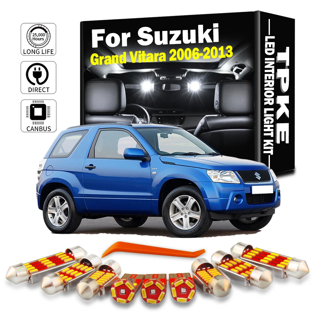 TPKE 12Pcs Car Accessories LED Interior Light Bulbs Kit For Suzuki Grand Vitara 2006-2010 2011 2012 2013 Map Dome Trunk Lamp