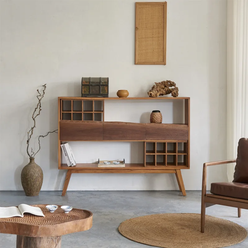 

Wabi Sansi Tea Cup Holder Bogu Display Stand Solid Wood Side Cabinet Storage Rack Dining Side Cabinet