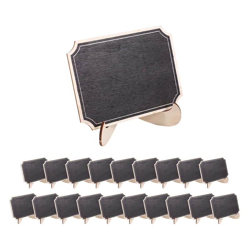 QWE-20 حزمة السبورات الصغيرة مع حامل حامل داعم، بطاقات مكان صغيرة مستطيلة سبورة خشبية صغيرة لحفلات الزفاف وأعياد الميلاد