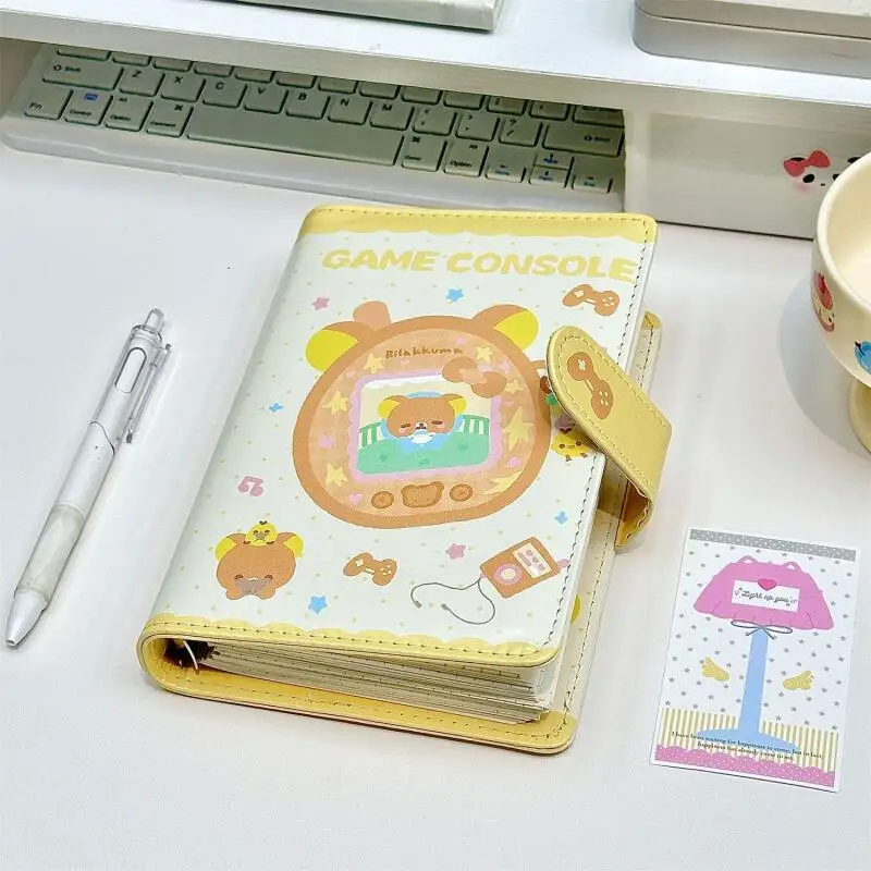 A6 60 Pages Japanese Anime Kiiroitori Rilakkuma Cortex Notepad Magnetic Snap Fastener Loose Leaf Detachable Friends Holiday Gift