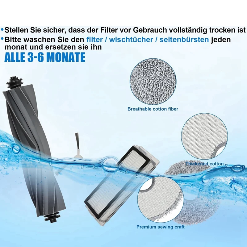 Accessories Kit Replacement For Dreame L20 Ultra / X20 Pro / X20 Pro Plus Robot Parts,Main Brush Dust Bags, Hepa Filters