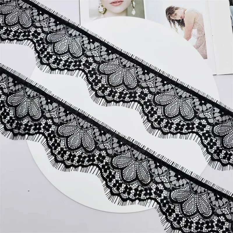 African lace fabric 2024 high quality 1yard single-sided eyelashes DIY belt shoulder decoration neckline sleeve accessories