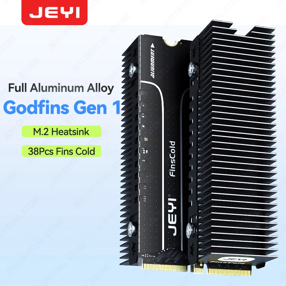 Radiator JEYI M.2 SSD, wytrzymały aluminiowy radiator konwekcyjny, pasywne radiatory NVME NGFF Cooler z żebrami - Godfins Gen 1