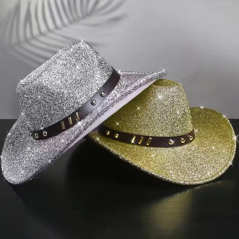 

HongLuan Vintage Black Sequin Top Hats, Bohemian Cowboy Hat Rhinestone Woman, Cowboy Accessories & Party Caps for Man Original