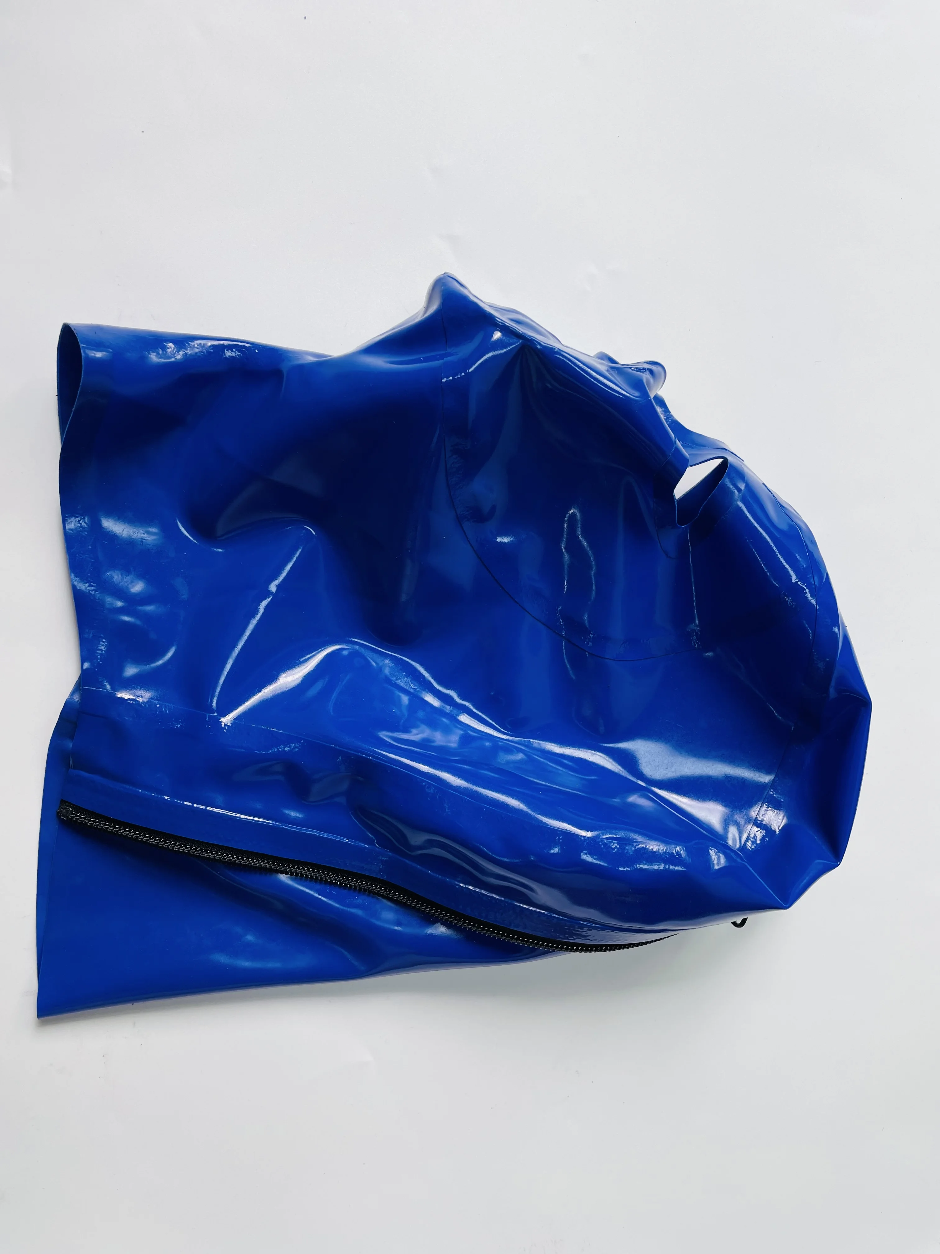 قناع Gummi من اللاتكس باللون الأزرق الداكن مع كمامة داخلية بطول 5 سم وأنبوب أنف بطول 15 سم