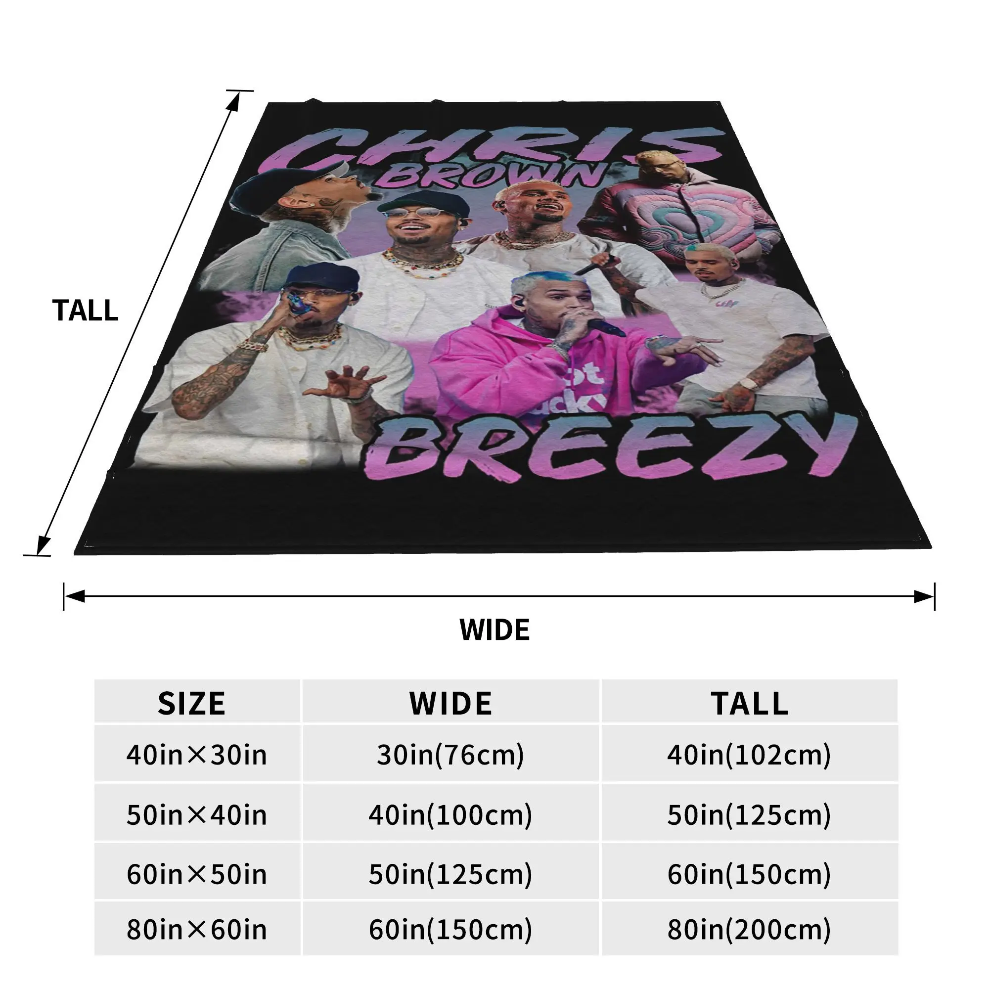 Chris Brown Homage 90s Hip Hop Rapper Blankets Multi-function Fleece Sofa Throw Blanket for Home Bedroom Office Throws Bedspread