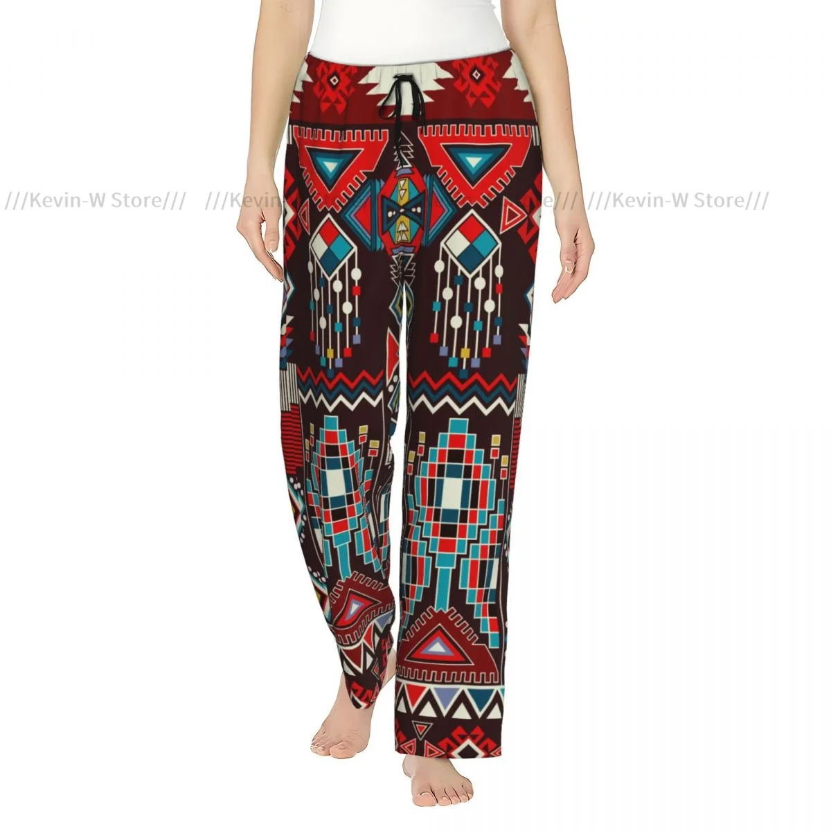 

Women Flannel Pajama Bottoms Soft Fleece American Navajo Sleep Pants with Drawstring Waist