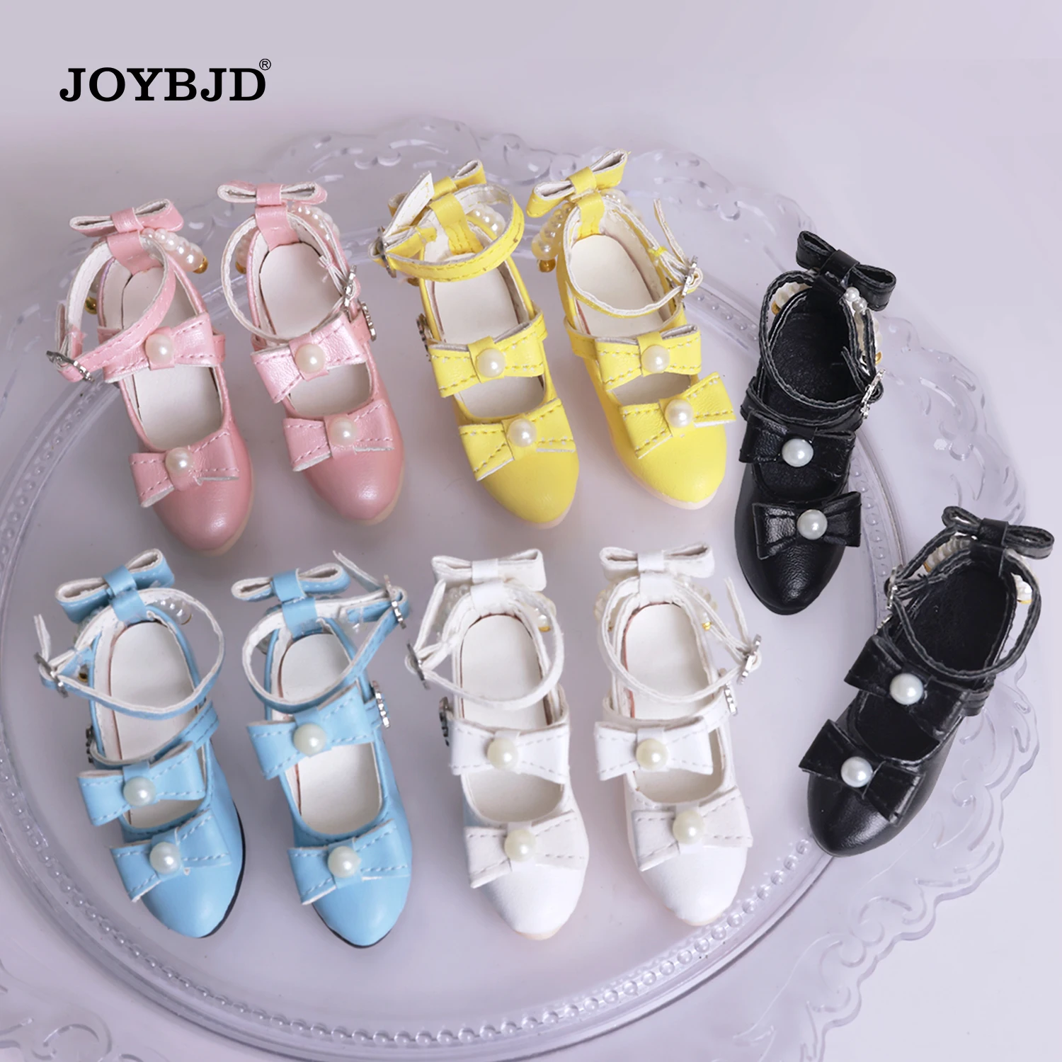 

JOYBJD 1/4 Resin BJD High Heels S4-442 Leather Block-Heel with Bow Handmade Doll Accessories