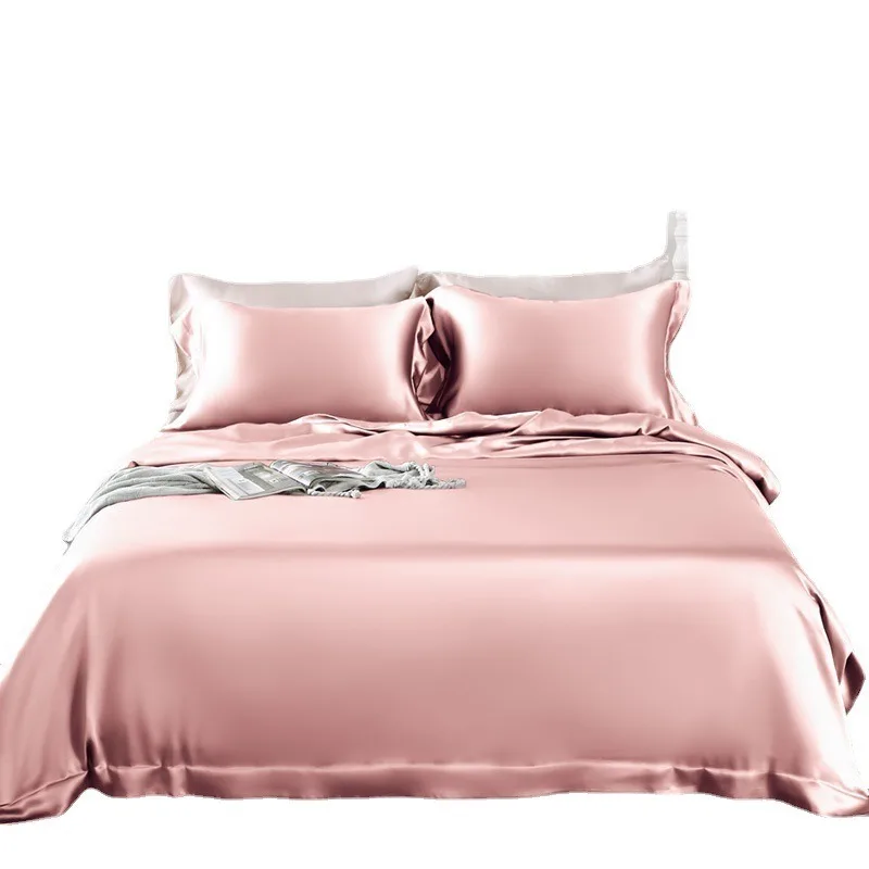 Silk four-piece wide-edge bedding, heavy 100% silk mulberry silk summer wide-width home textile bedding