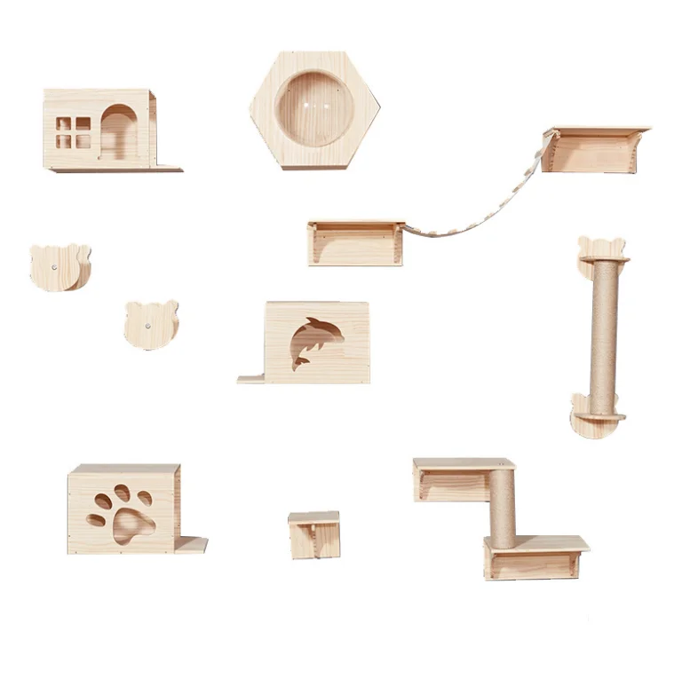

High Quality Solid Wood Wall Mounted Cat Scratcher Shelf Luxury Eco-Friendly Cat Hammock Wholesale