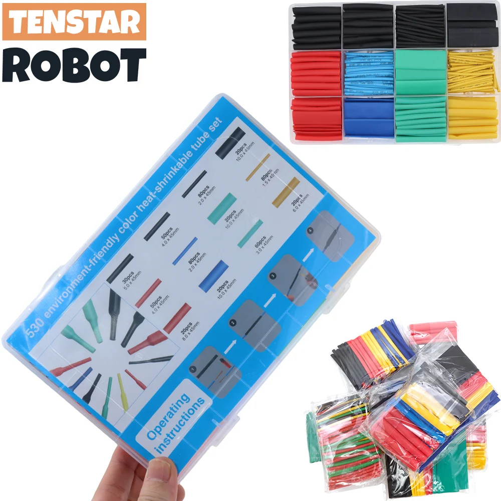 328pcs 530pcs Sleeving Wrap Wire Car Electrical Cable Kits Heat Shrink Tube Tubing Polyolefin 8 Sizes Mixed Color термоусадка