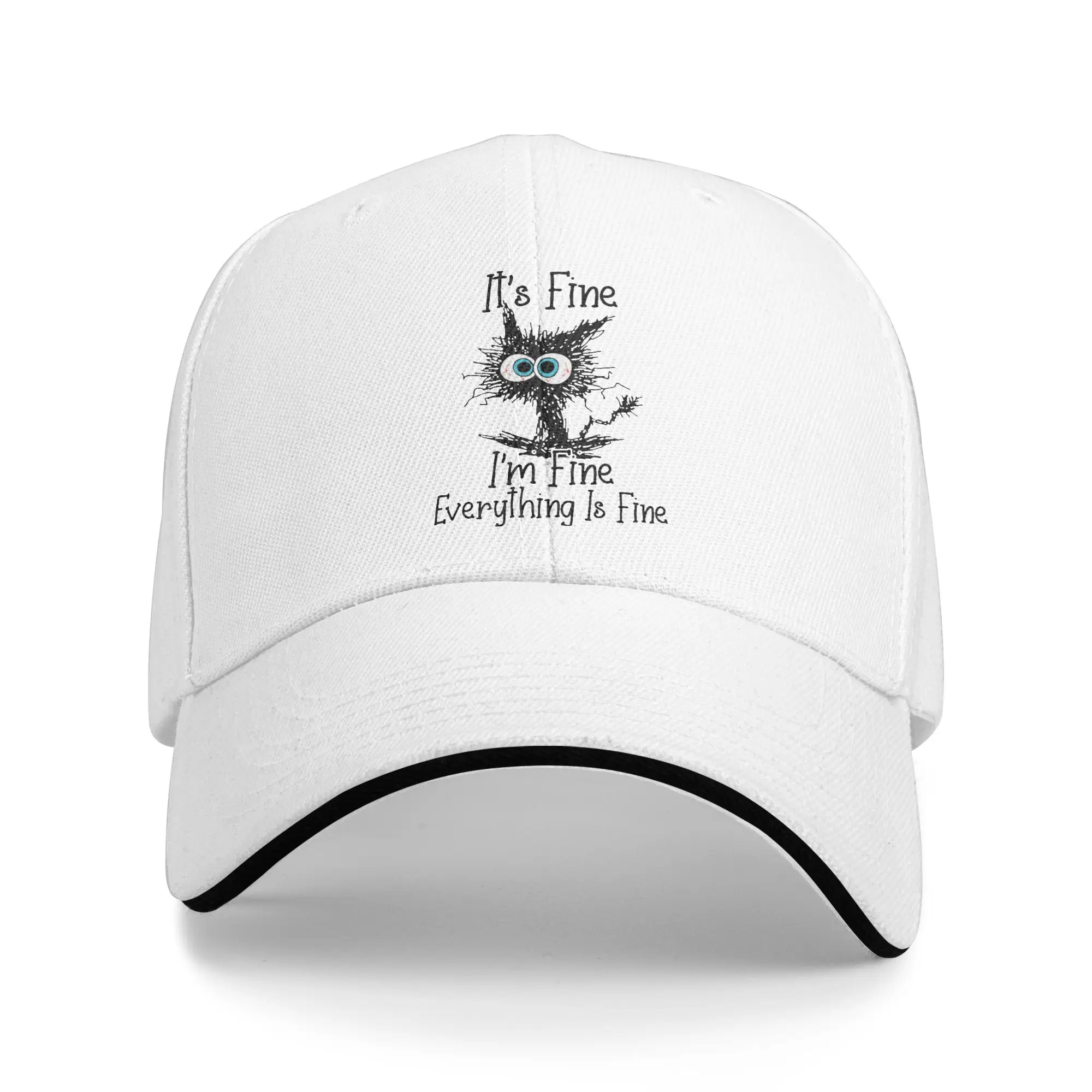 Im Fine Everything Is Fine Funny cat  Baseball Cap Unisex Hip-Hop Sun Hats  Hats Adjustable Snapback Caps Fishing Hat Hats