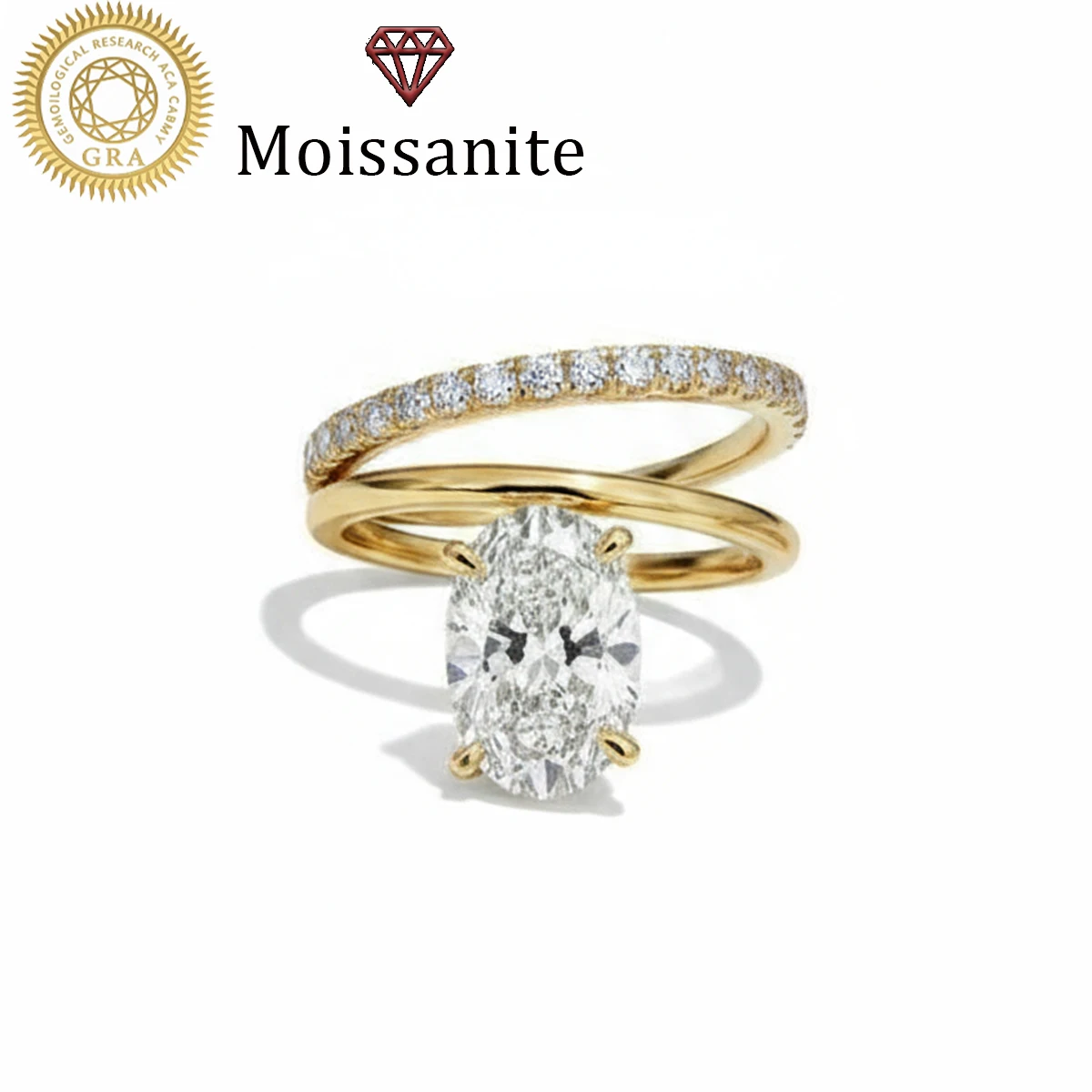 

1 Piece Women's Wedding Ring, Double Ring Design, 3.8g S925 Sterling Silver, 2 Carat Moissanite, Gorgeous Bohemian Court Style, Luxurious Engagement, Proposal, Wedding, Anniversary, Valentine's Day Gift, Comes with Moissanite Certificate and Exquisite Gif