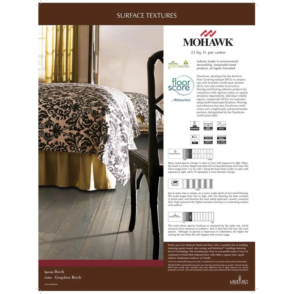 28 BIR Wimbley Birch 5 Pisos de madera dura de abedul diseñados a mano anchos - Vendido por caja (23 SF/Carton) - Java Birch