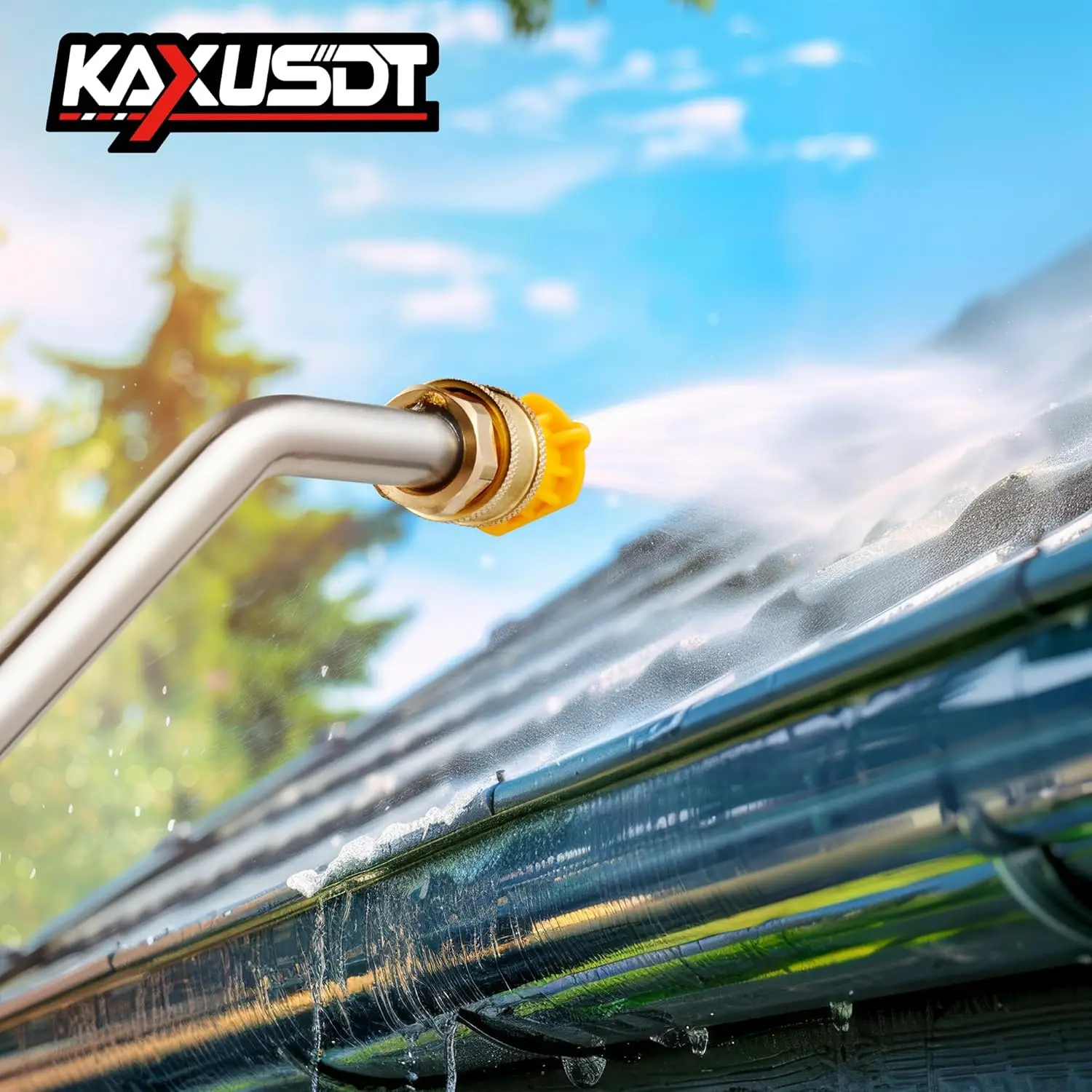 عصا غسالة الضغط المتداخلة بطول 24 قدمًا، 4000 رطل لكل بوصة مربعة، 7 فوهات، مجموعة تنظيف المزراب، ترقية مع حزام و3 أطراف