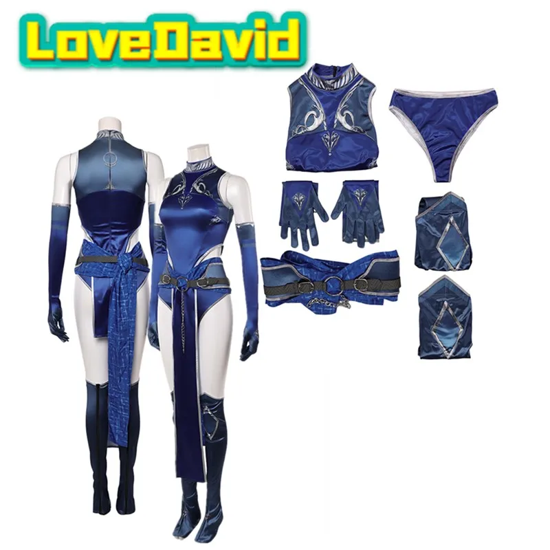 

Mortal Kitana Cosplay Costume Kombat 1 Fantasia 2026 Adult Women Top Shorts Belt Gloves Outfits Halloween Carnival Party Suit