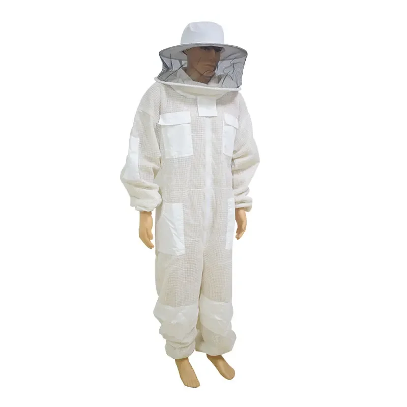 Traje de apicultura ventilado Ultra transpirable de 3 capas con velo redondo, traje profesional protector antiabejas