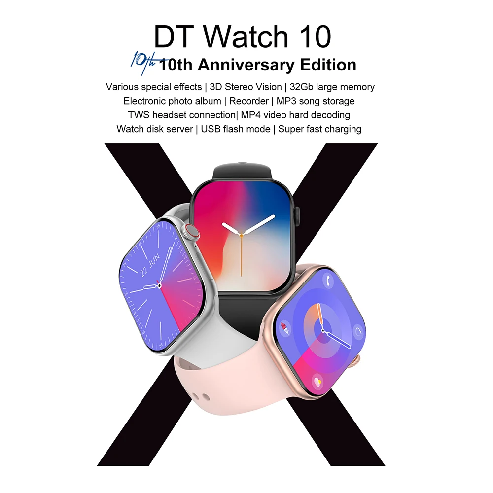 New Original DT Watch X GPS Smart Watch Men Series 10 Always On Display 4GB Memory BT Call NFC Women Smartwatch For IOS Android