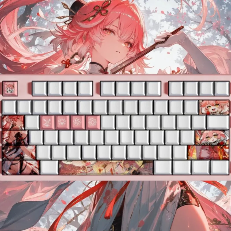 NEW WuWa Changli Theme Anime Keycap Mechanical Keyboard PBT Customized Cute Keycap PC Game Keyboard Accessories Gift Collection