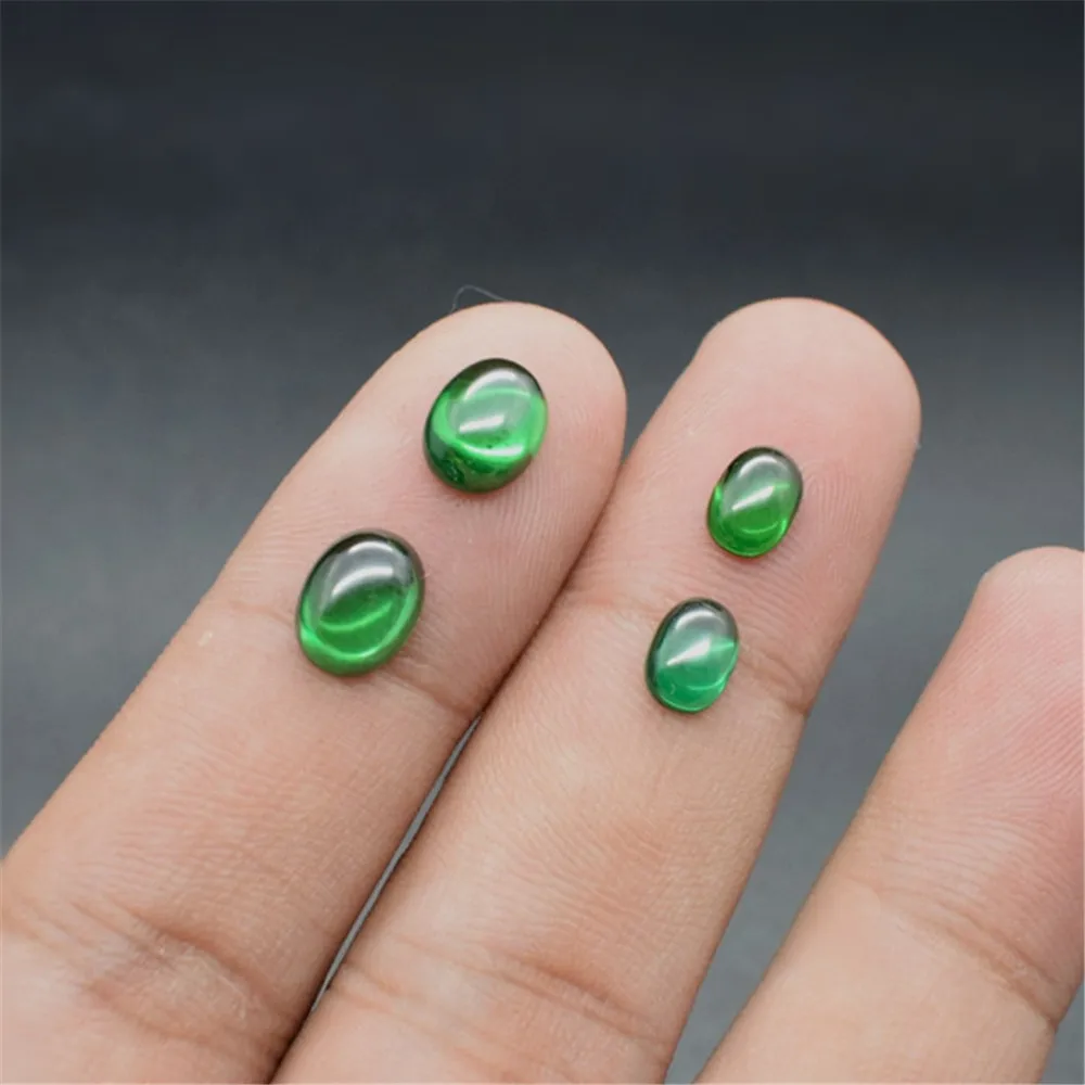 Oval Medium Green Emerald Cabochon Smooth Polished Surface Egg Shape Emerald Cabochon Flat Back 3 Sizes to Choose